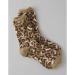 AE Cozy Leopard Crew Socks - Chocolate