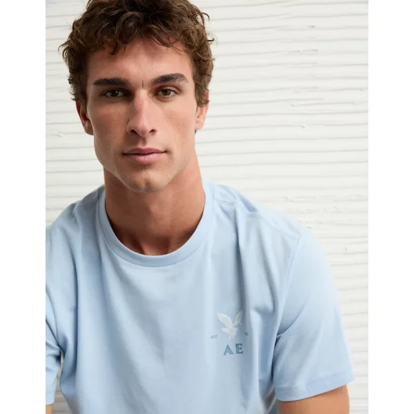 AE Lightweight Icon Logo Graphic T-Shirt - Light Blue