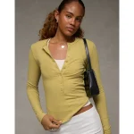 AE Long Sleeve Henley T-Shirt - Washed Olive