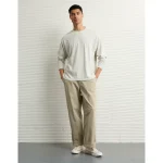 AE Long-Sleeve Boxy Sueded Jersey T-Shirt - Heather Gray