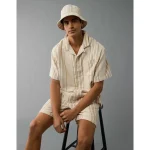 AE Poolside Striped Button-Up Shirt - Cream