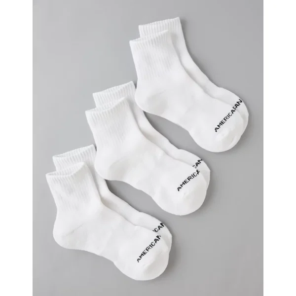 AE Quarter Crew Socks 3-Pack - White