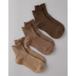 AE Ruffle Boyfriend Socks 3-Pack - Brown