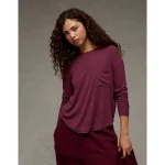 AE Soft & Sexy Long Sleeve Pocket T-Shirt - Preppy Red