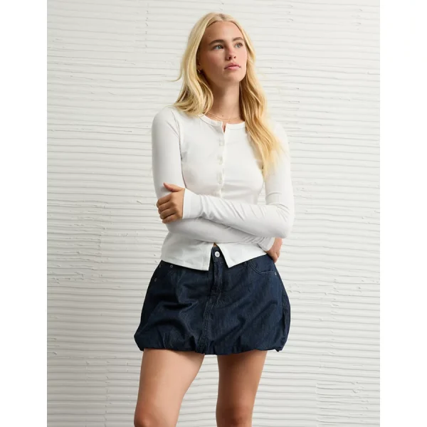 AE Stretch Denim Bubble Skirt - Dark Wash