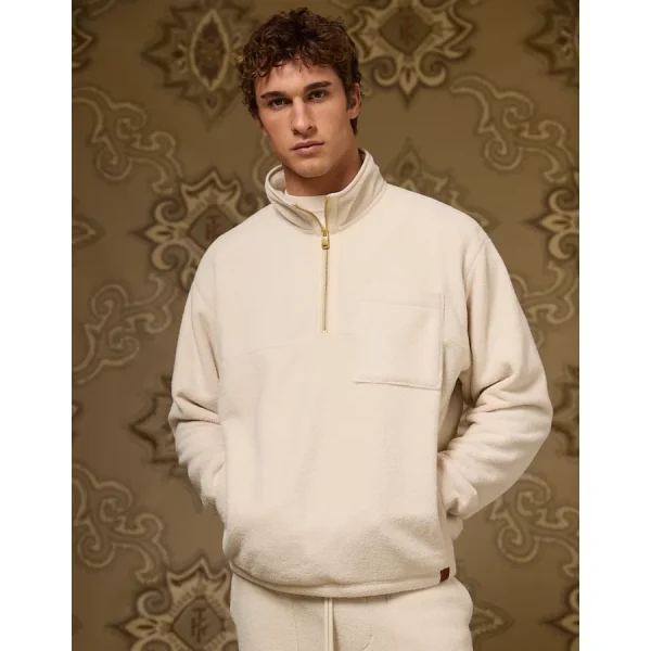 AE x Tru Kolors Sherpa Quarter-Zip Pullover - Cream