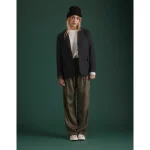 AE77 Premium Pleated Trouser Pant - Olive