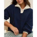 Aerie Classic Quarter Button Sweater - Navy