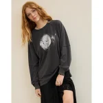Aerie Cozy Long Sleeve Oversized Boyfriend T-Shirt - Smoked Gray