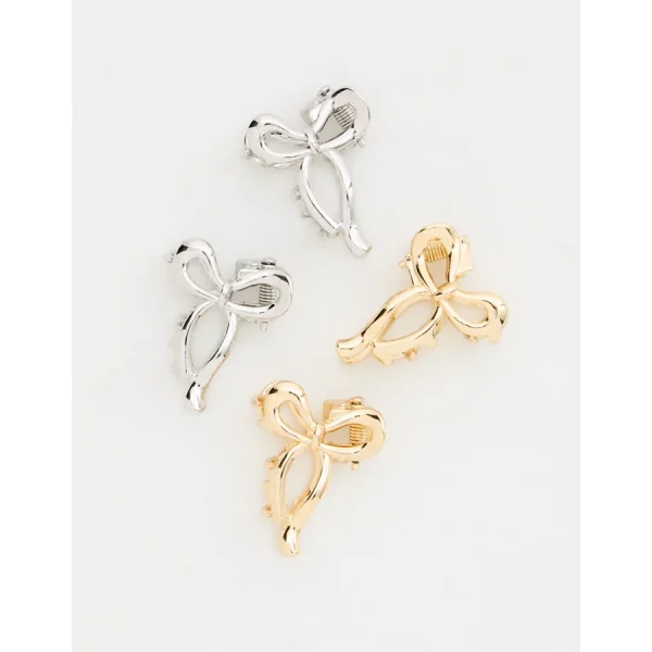 Aerie Mini Metal Bow Clip 4-Pack - Gold