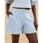 Aerie New Heights Trouser Fleece Short - Cloud Wash