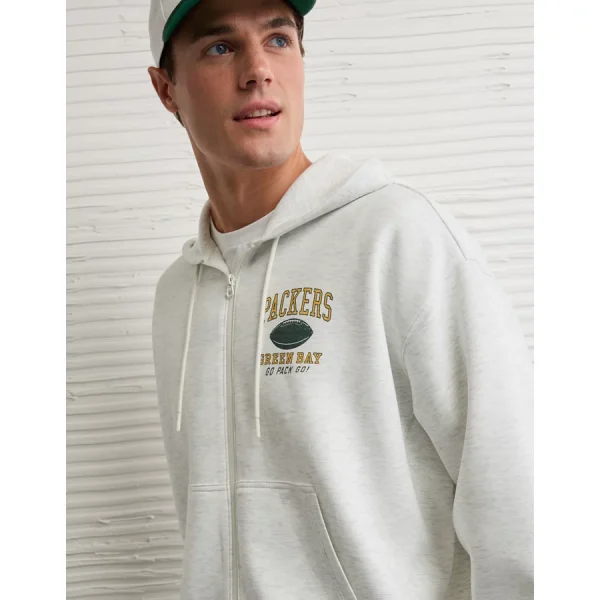 NFL Green Bay Packers Graphic Zip-Up Hoodie - Frosty Cream