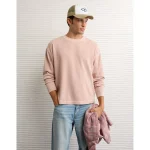 AE Boxy Washed Thermal Shirt - Pink