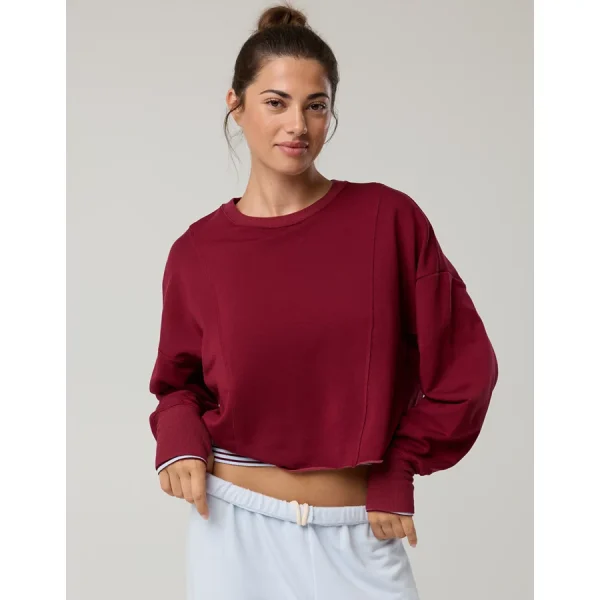 OFFLINE By Aerie OTT Seamed Crewneck Sweatshirt - Deep Cherry