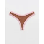 SMOOTHEZ Microfiber Lace Thong Underwear - Horizon