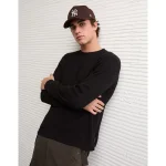 AE Cozy Waffle Thermal T-Shirt - Black