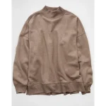 AE Everyday Luxe Mock Neck Sweatshirt - Coffee