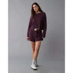 AE Luxe Plush Waffle Tee + Short Lounge Set - Jet Indigo