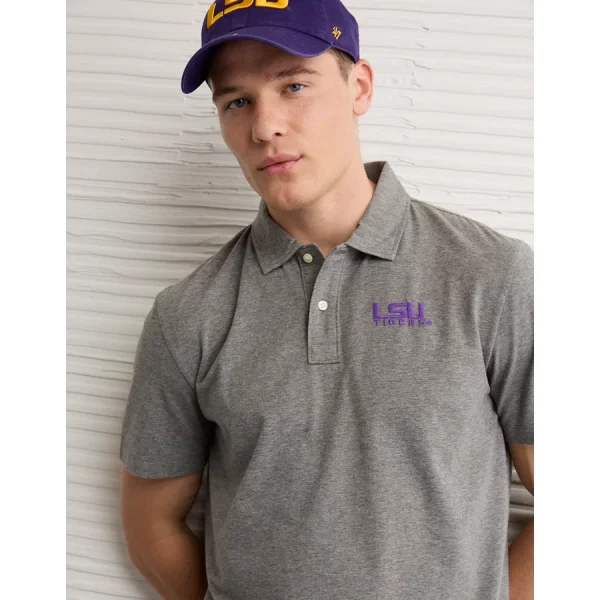 AE 24/7 LSU Tigers Graphic Club Polo Shirt - Gray