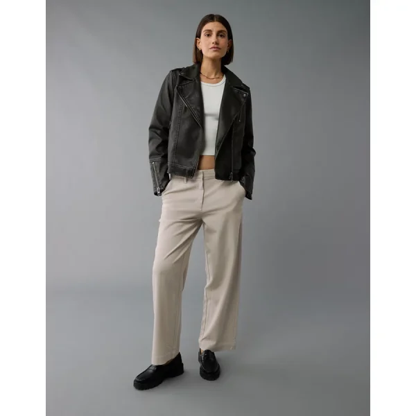 AE Stretch High-Waisted Stovepipe Ankle Trouser - Frosty Cream