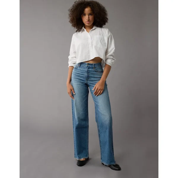 AE Strigid Curvy Super High-Waisted Baggy Straight Jean - Blue Strands