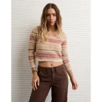 AE Whoa So Soft Cropped Scoop Neck Sweater - Multi