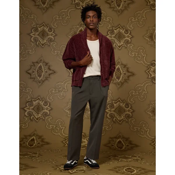 AE x Tru Kolors Chenille Shawl Collar Cardigan - Burgundy