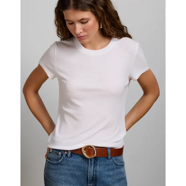 AE77 Premium Ribbed T-Shirt - White