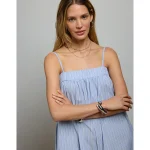 AE77 Premium Wide-Leg Cropped Poplin Jumpsuit - Blue