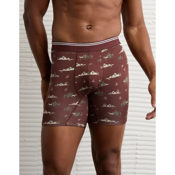 AEO Men's Woodlands 6" Ultra Soft Boxer Brief - Burgundy