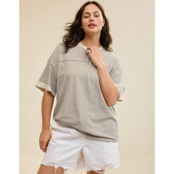 Aerie Crew Oversized Boyfriend T-Shirt - Stone Harbor