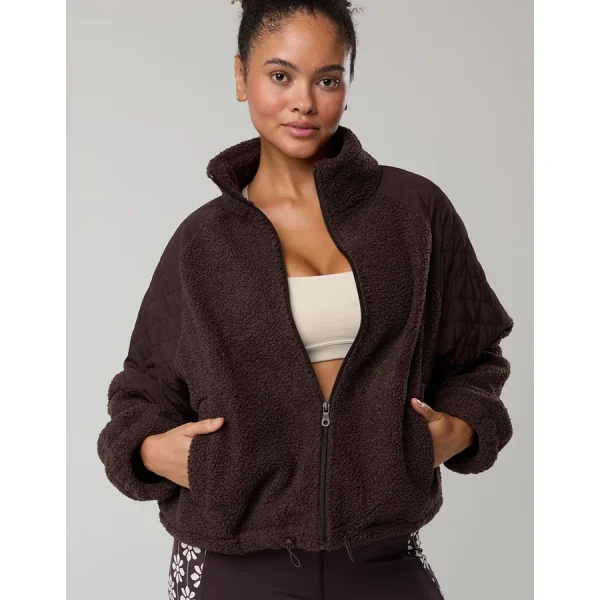 OFFLINE By Aerie Fluff Love Full Zip Jacket - Deep Earth