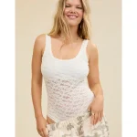 Show Off Vintage Lace Scoop Bodysuit - Soft Muslin