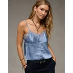 AE Pintuck Satin Cami Top - Powder Blue