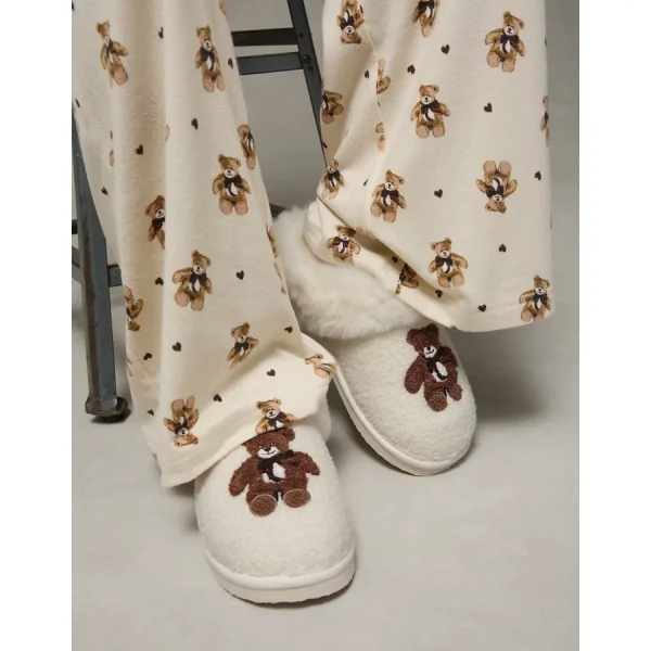 AE Teddy Bear Scuff Slipper - Ivory