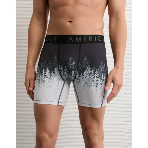 AEO Men's Evergreen Print 6" Flex Boxer Brief - Black