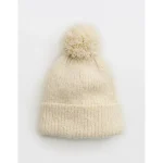 Aerie Fuzzy Pom Beanie - Natural