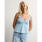 AE Bow-Detail Tank Top - Light Wash