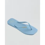 Havaianas Women's Slim Square Logo Pop Up Flip Flops - Light Blue