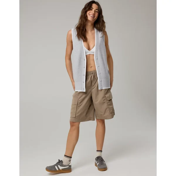 OFFLINE By Aerie Tennis Sweater Vest Cardigan - Medium Heather Gray