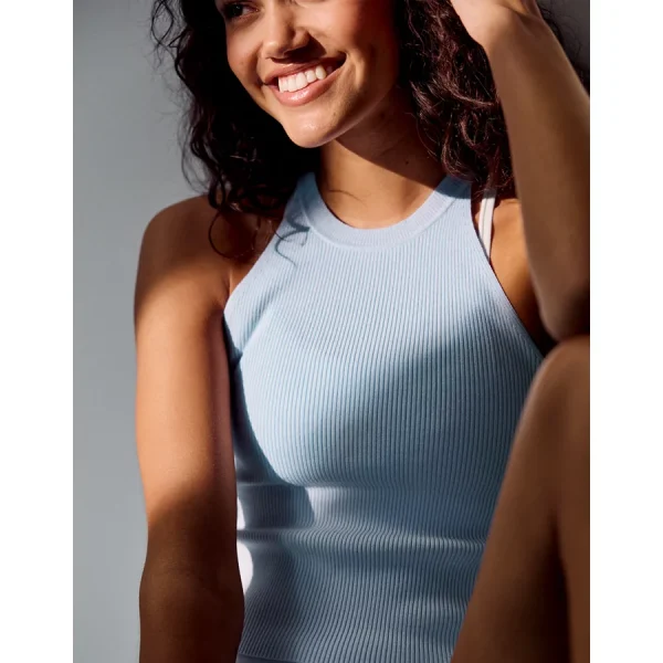 Pickletini Olivia Halter Sweater Tank - Eyelet Blue