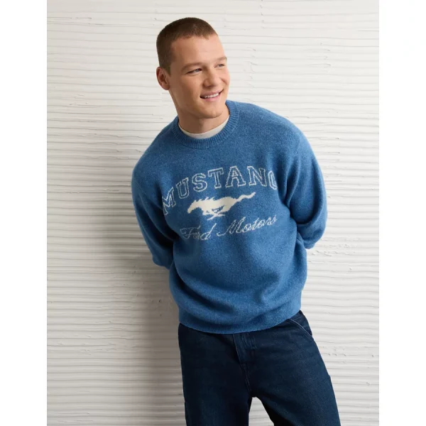 AE Cozy Cabin Ford Mustang Sweater - Cobalt Blue