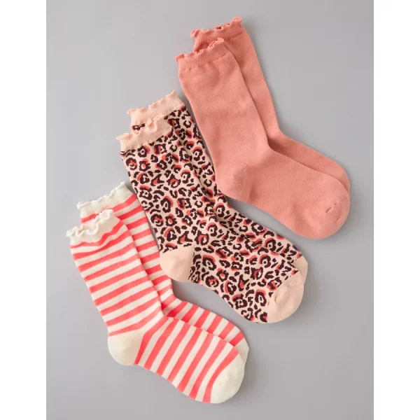 AE Holiday Crew Socks 3-Pack - Pink