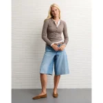 AE Long Sleeve Henley T-Shirt - Dark Brown