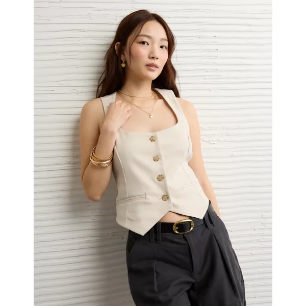 AE Square Neck Vest - Cream