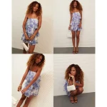 AE Strapless Ruffle Tiered Mini Dress - Navy