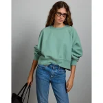 AE77 Premium Cropped Fleece Sweatshirt - Olive Moss