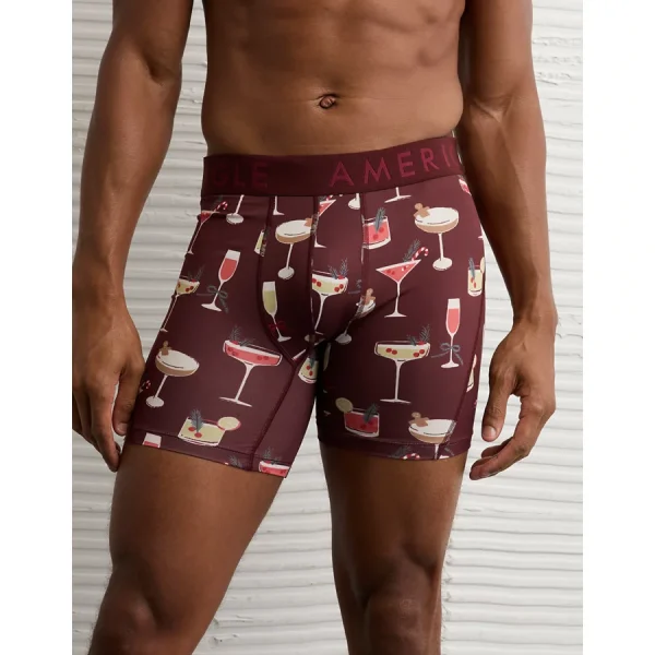 AEO Men's Cocktails 6" Flex Boxer Brief - Burgundy
