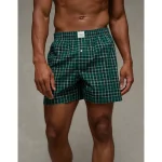 AEO Stretch Plaid Classic Boxer Short - Green