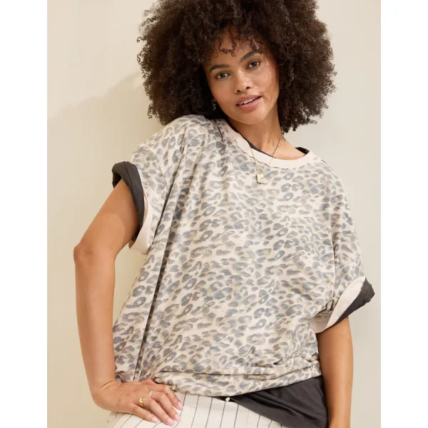 Aerie Crew Oversized Boyfriend T-Shirt - Cake Batter